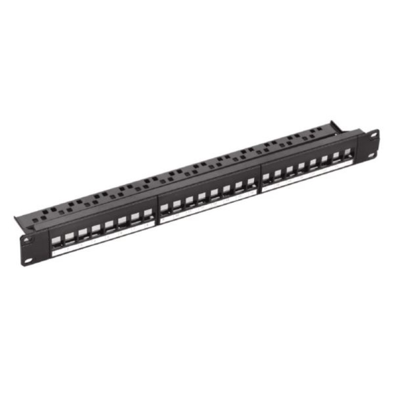 NaviaTec Cat6 Unshielded 24 Port Patch Panel with keystones included, 1U