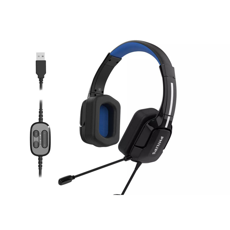 Philips TAGH401BL, žičane slušalice s mikrofonom, gaming, USB, 2.5m, crne