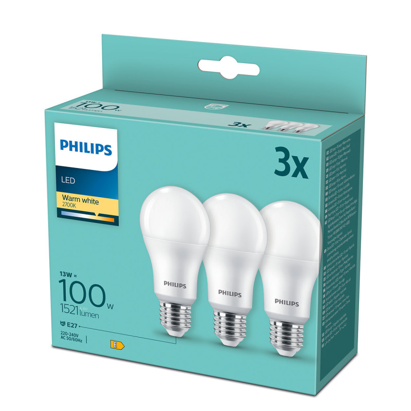 Philips LED žarulja, E27, A60, topla, 13W, mat. 3 komada