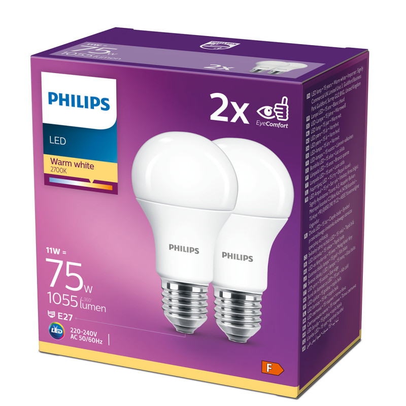 Philips LED žarulja, E27, A60, topla, 11W, 2 komada