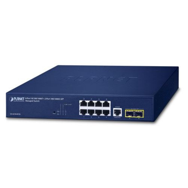 Planet GS-4210-8T2S, upravljivi switch, 8-Port, gigabit