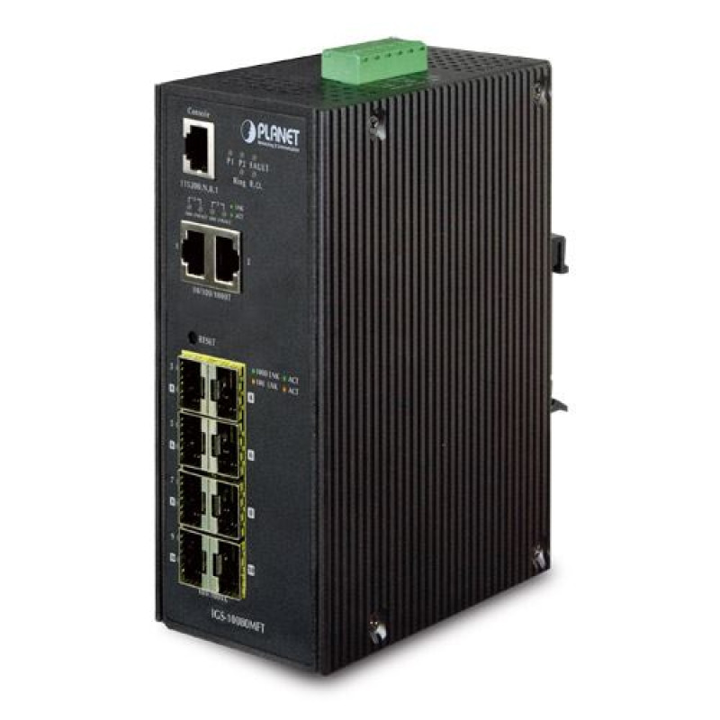 Planet Industrial IGS-10080MFT, upravljivi switch, 10-Port, gigabit