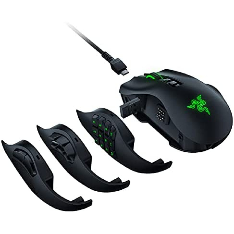 Razer Naga Pro, bežični optički miš, gaming, RGB, BT, crni