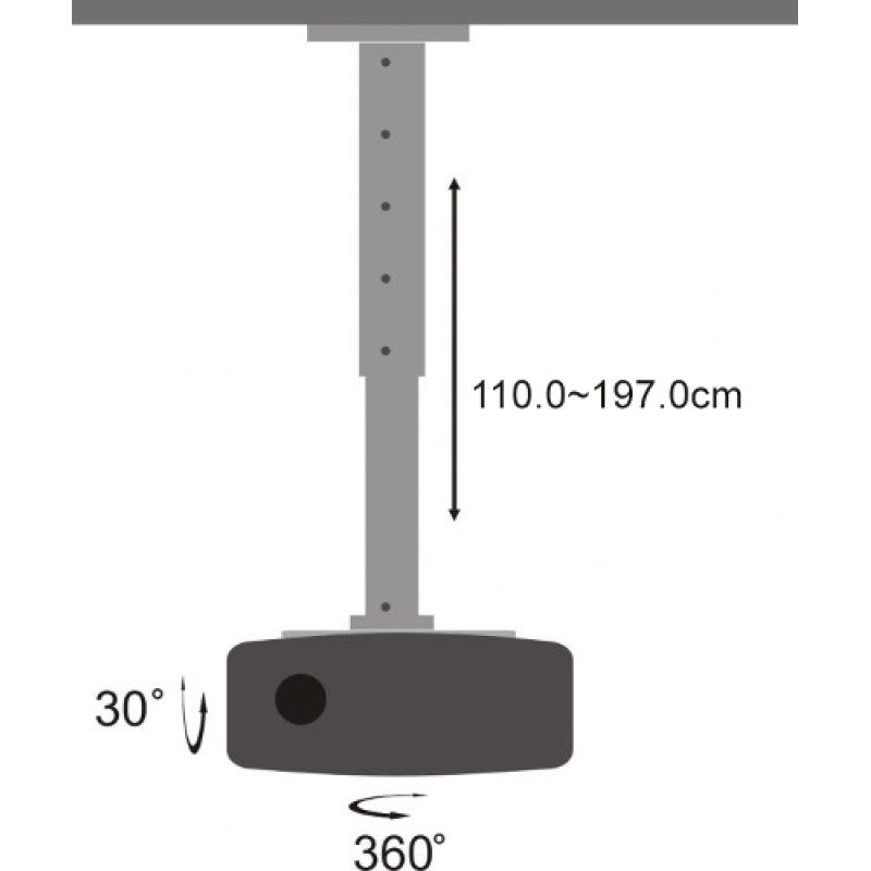 Sbox PM-200XL, stropni nosač projektora, spuštanje do 1.9m, masa do 15kg, 