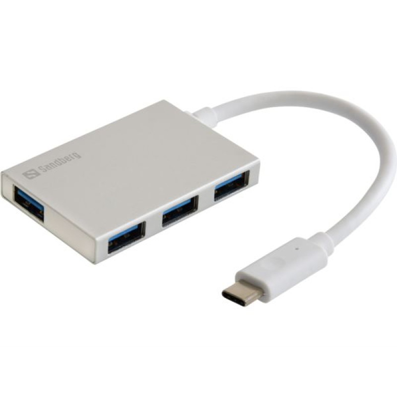 Sandberg USB-C Pocket Hub, 4-port USB 3.0, srebrni
