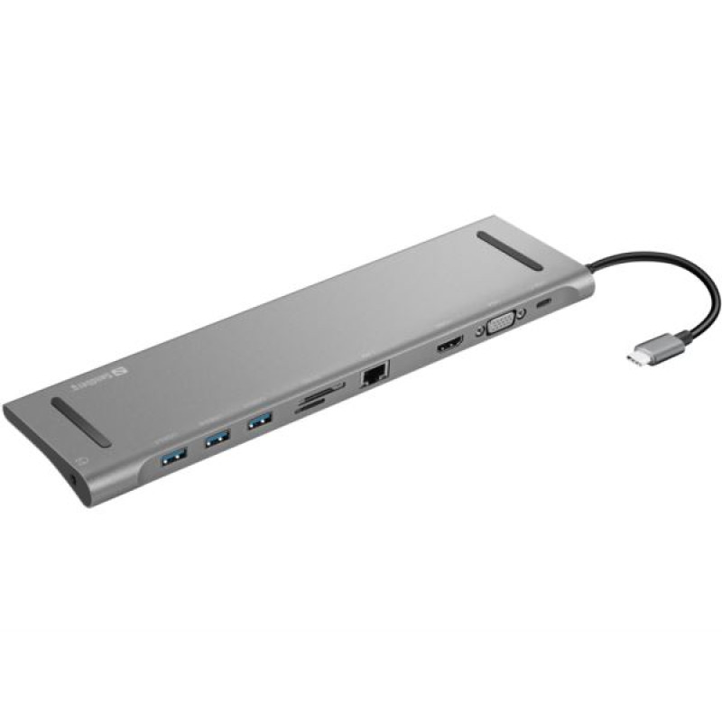 Sandberg USB-C 10-in-1, Docking Station, srebrni