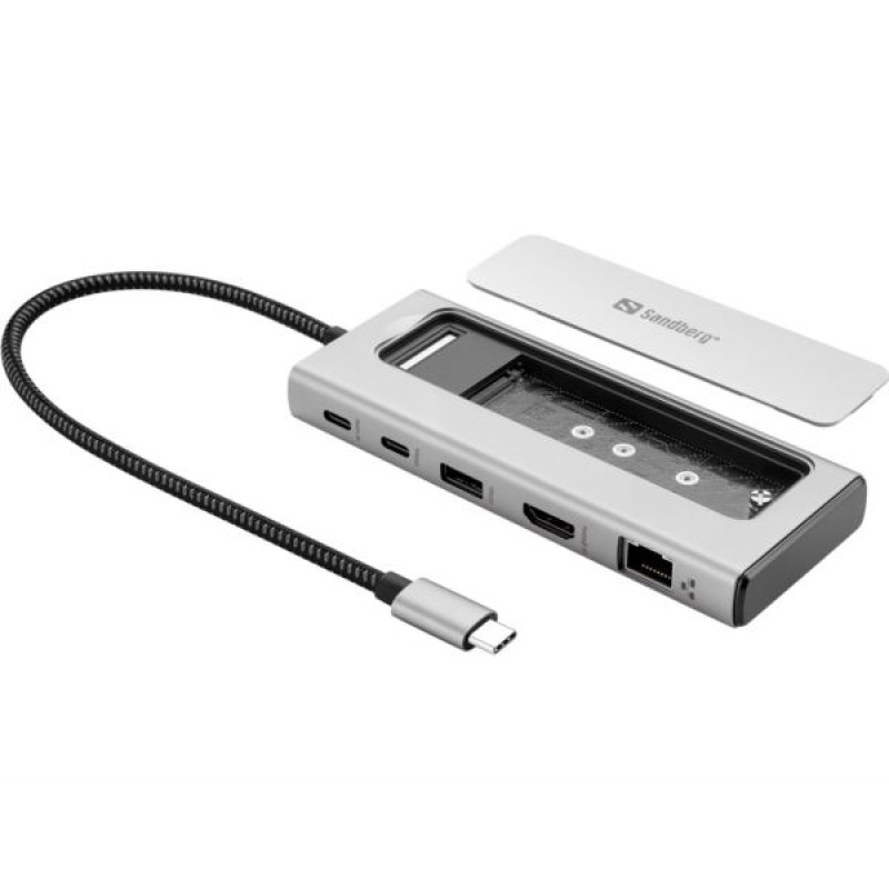 Sandberg 136-82, USB-C 6in1 Travel Dock SSD Case, USB-C docking stanica s M.2 NVMe kućištem