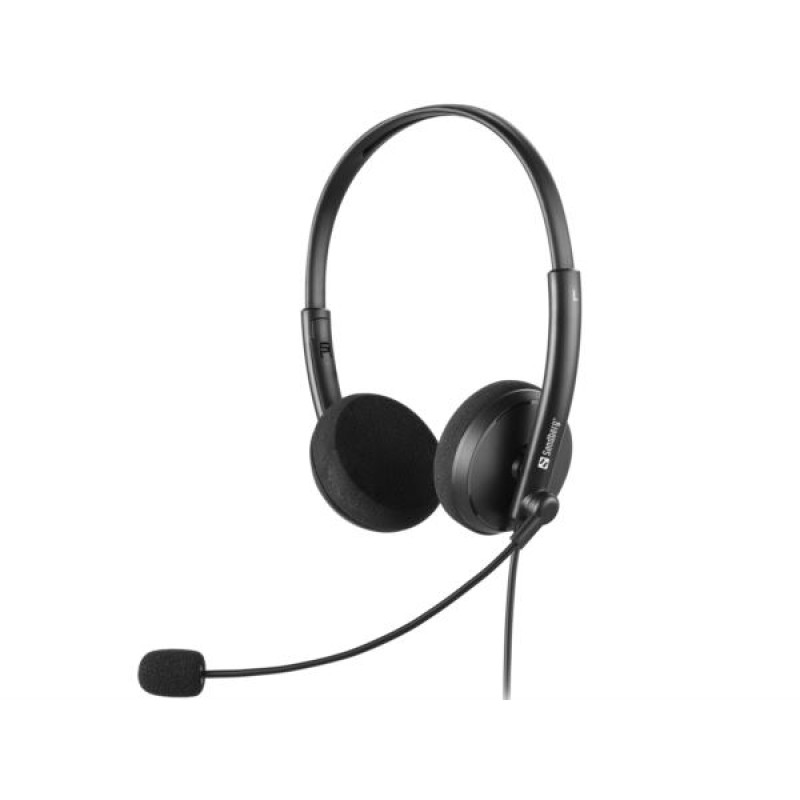 Sandberg MiniJack Office Headset Saver, žičane slušalice s mikrofonom, crne