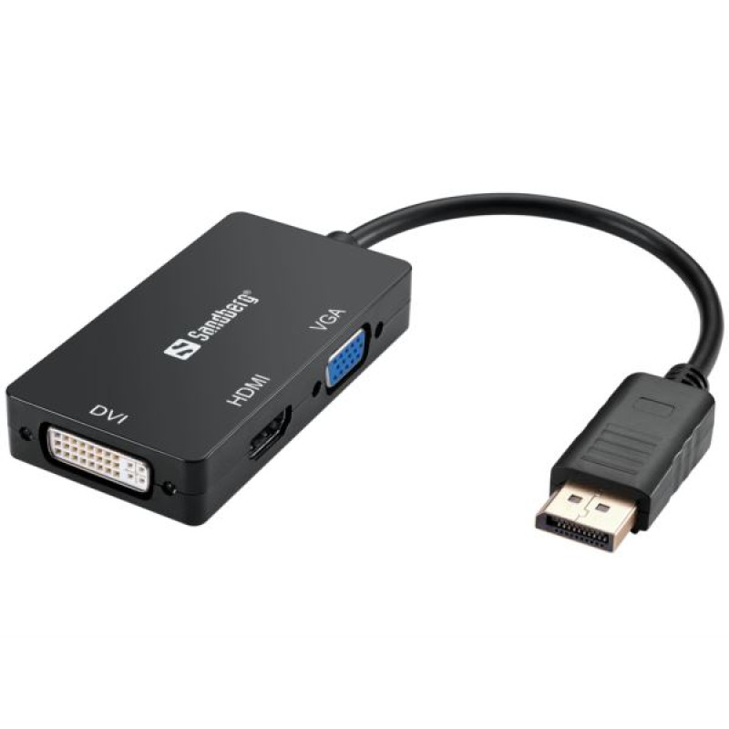 Sandberg Display Port / HDMI + DVI + VGA adapter, crni
