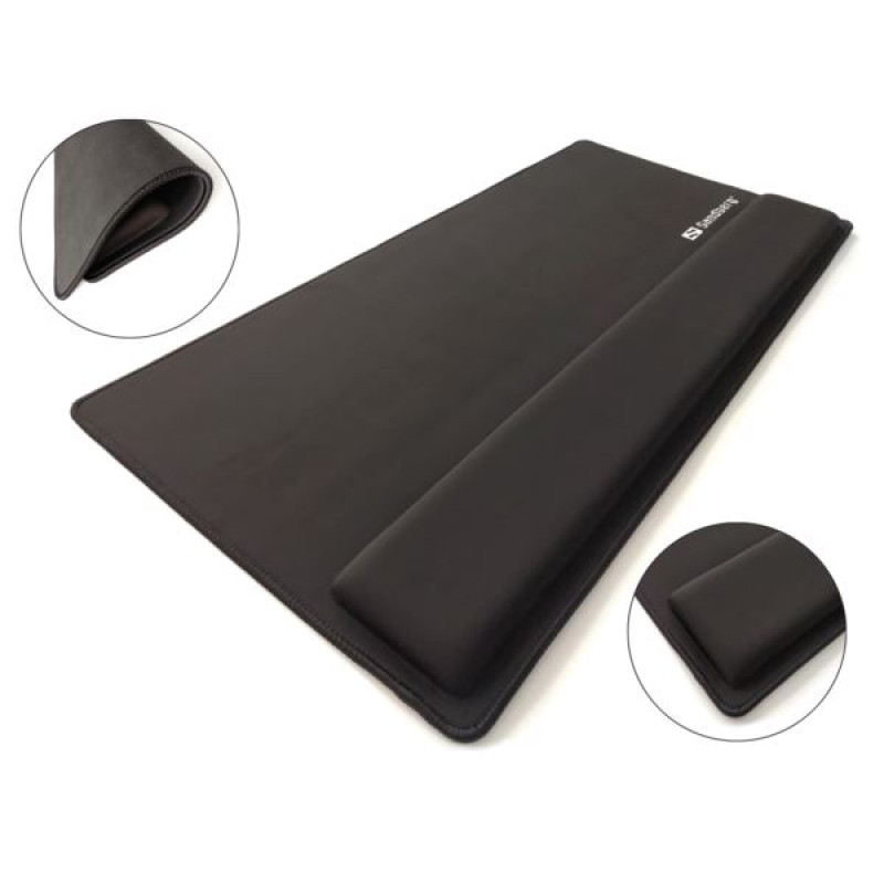 Sandberg Desk Pad Pro XXL, ergonomska podloga za miš, crna
