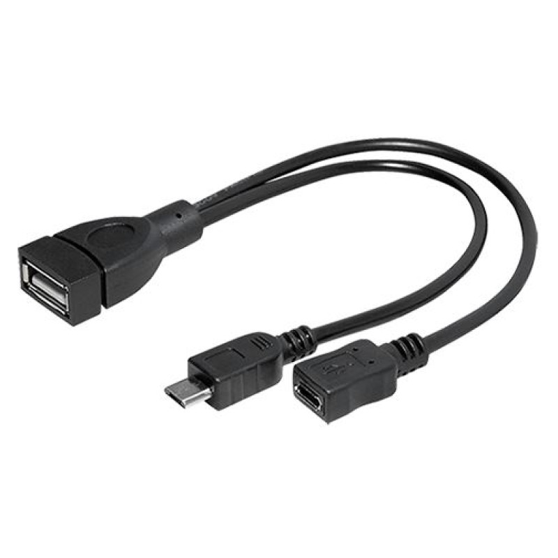 Transmedia C258-CL, micro USB F-M / USB A adapter, 0.2m, crni