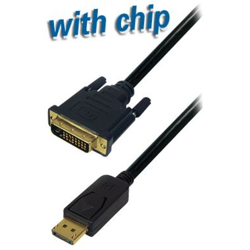 Transmedia C301-2L, Display Port / DVI 24 kabel, 2m, crni