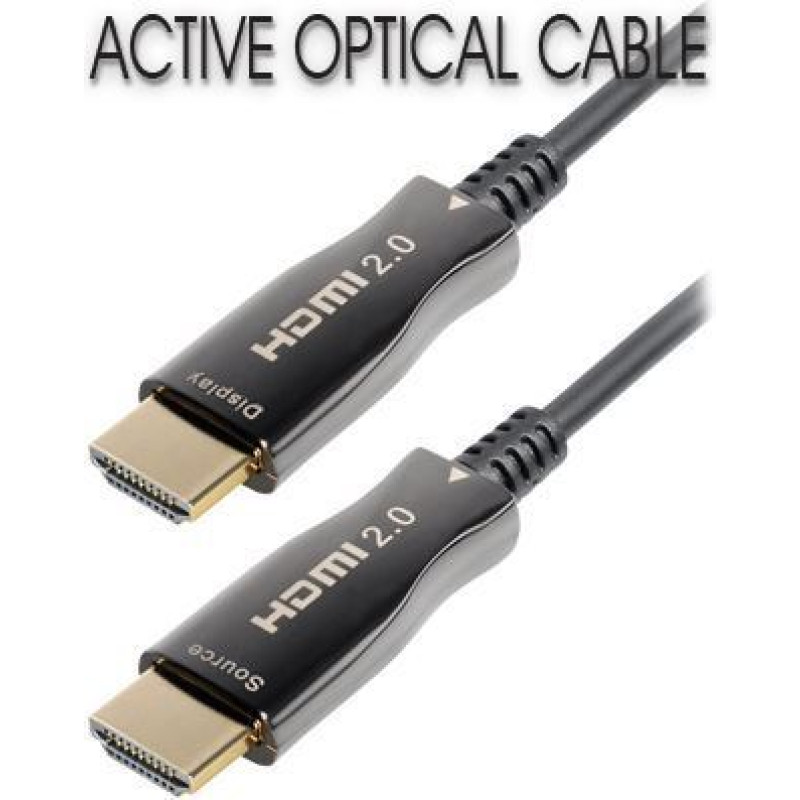 Transmedia C508-10M, aktivni optički HDMI 2.0 kabel, 10m, crni