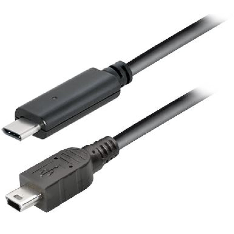 Transmedia C516-1L, USB-C / mini USB kabel, 1m, crni