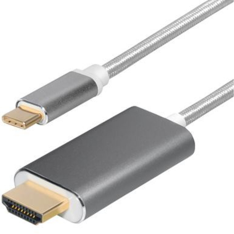 Transmedia C521-1,5, USB-C / HDMI kabel, 1.5m, sivi