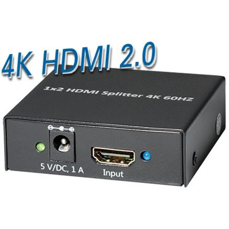Transmedia CS25-2L,	HDMI splitter, 4K, crni
