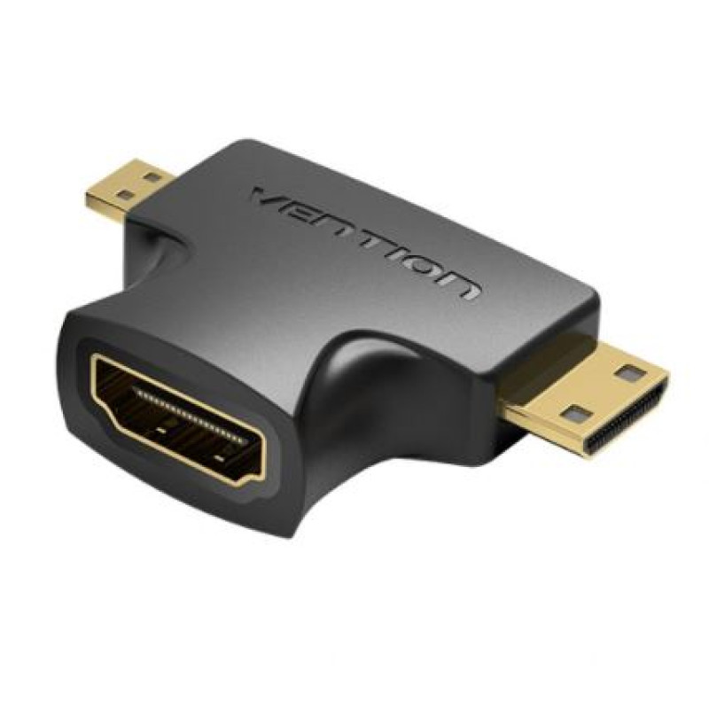 Vention 2 in 1 Mini HDMI i Micro HDMI M / HDMI F adapter crni