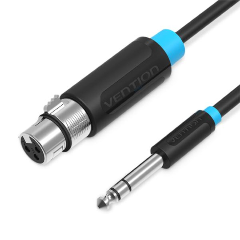 Vention BBEBL, 6.5mm M / XLR F audio kabel, 10m, crni