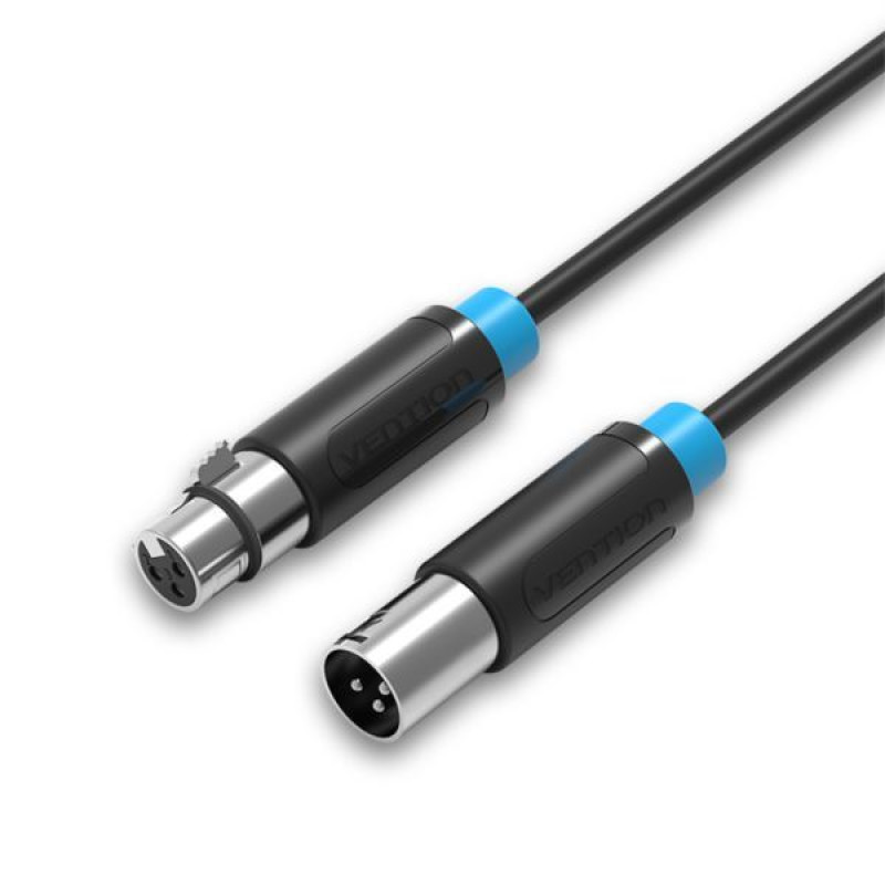 Vention BBFBK, XLR M / XLR F audio kabel, 8m, crni