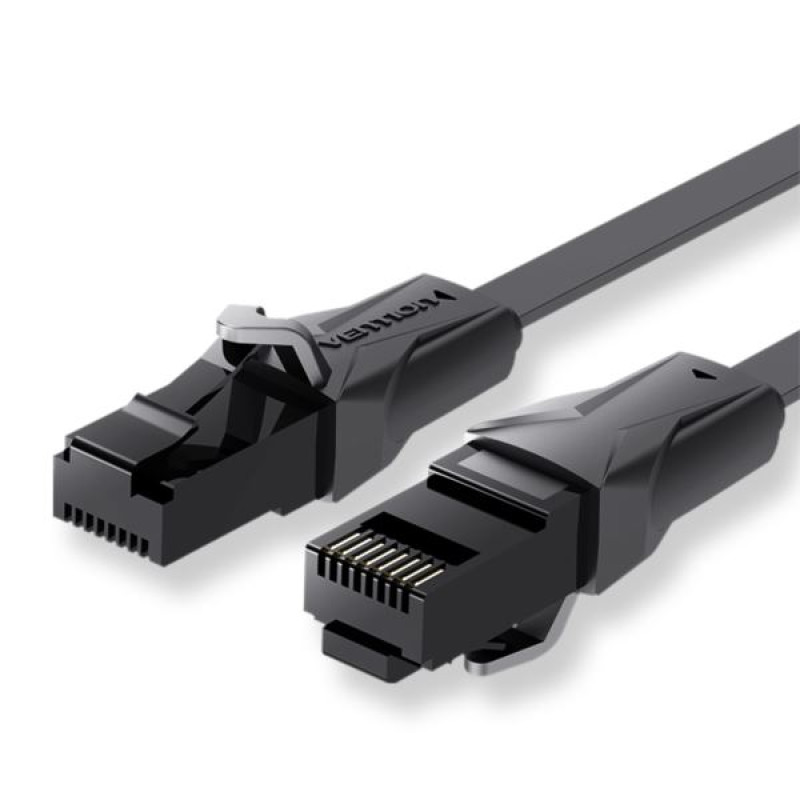 Vention IBABL, Flat CAT.6 UTP kabel, 10m, crni