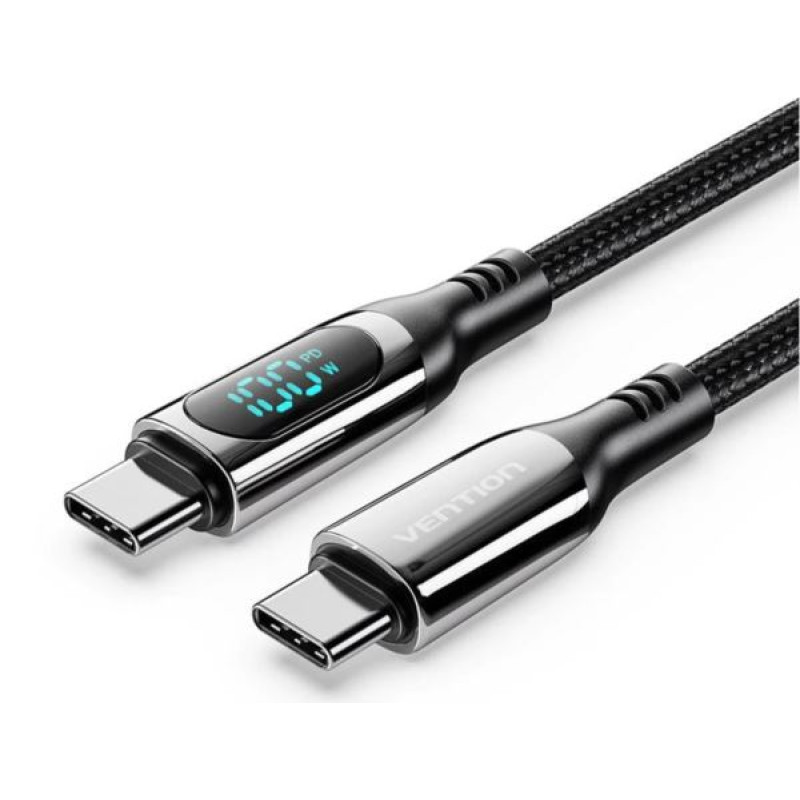 Vention USB-C / USB-C LED Display kabel, 1.2m, crni