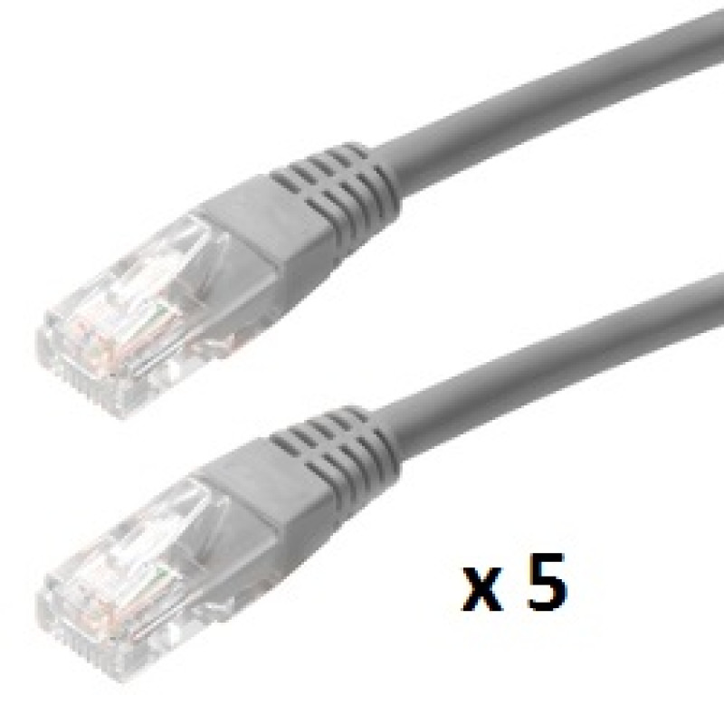 SBOX UTP kabel, Cat 5e, 5m, sivi, 5 kom